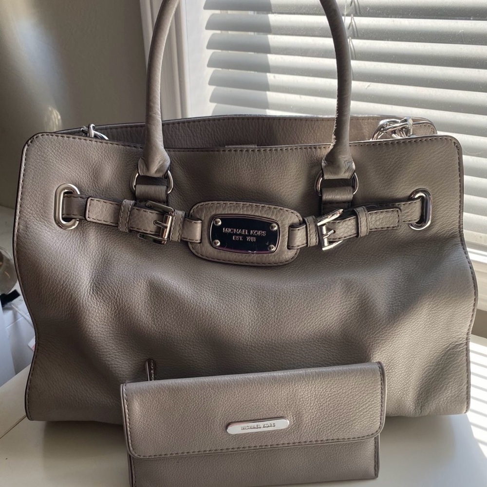 Michael Kors Gray Satchel and Wallet Set